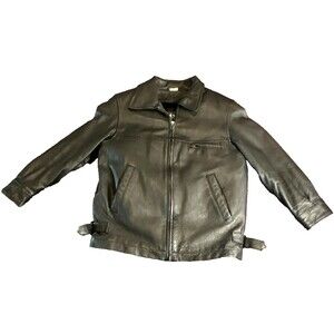 Vintage BMM Genuine Leather Jacket Kids Youth Size 6X Black Fur Quilt Lined